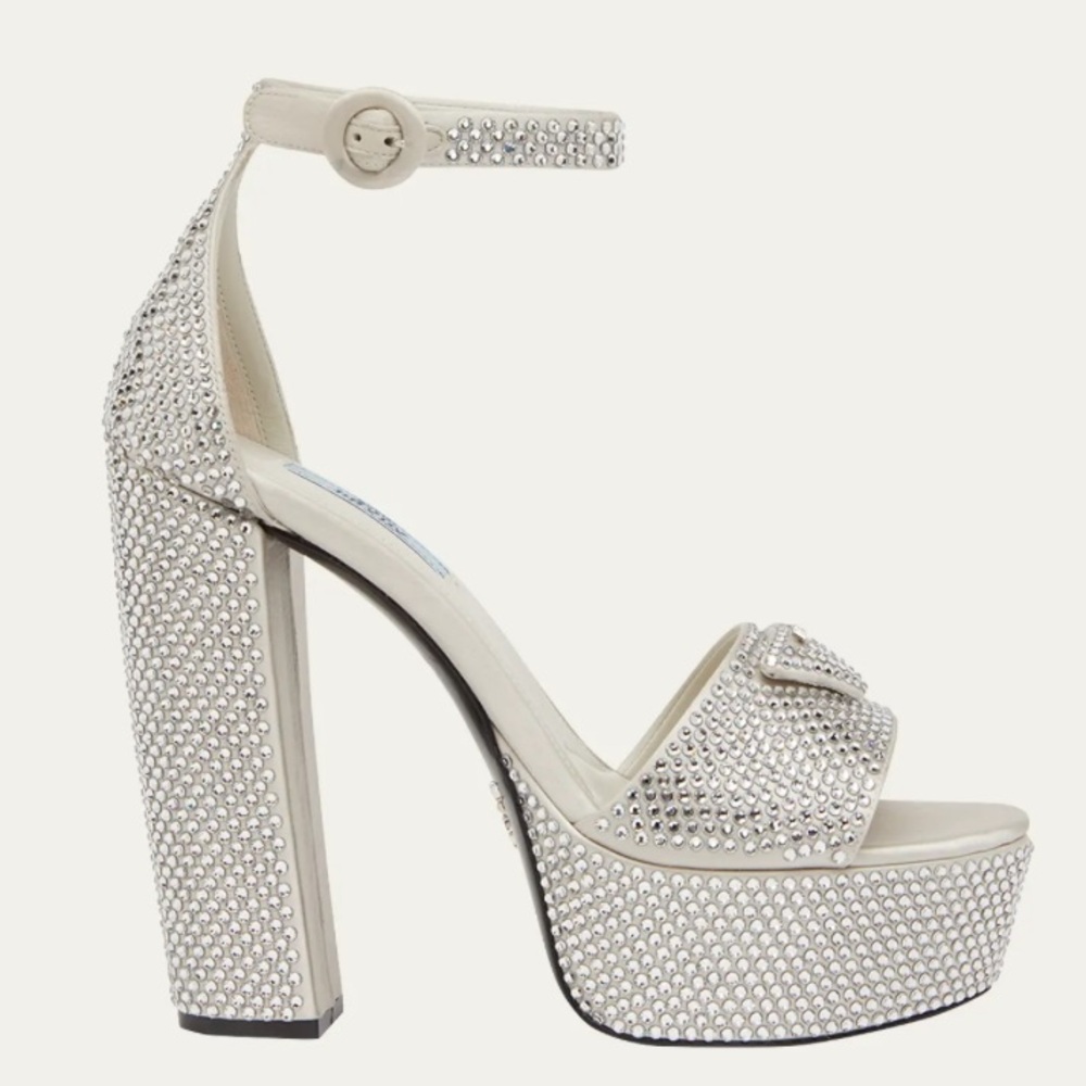 Prada Women's Silver Crystal Heels